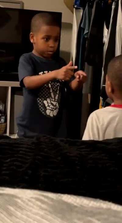 6 year old helps manage four year old brother's (who was about to have a whole tantrum) breathing so he could calm down