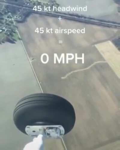 Flying the same speed as wind in the opposite direction