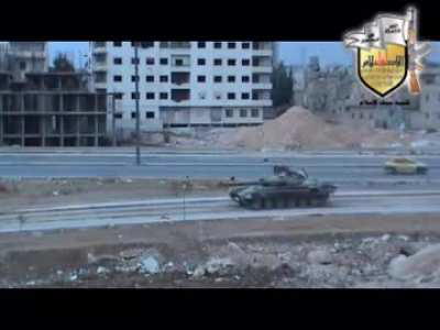 Liwa al-Islam IED attack on a Syrian Army tank - 11/18/2012