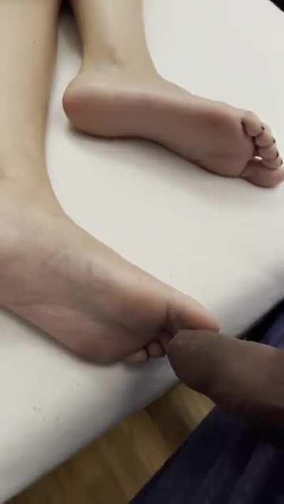 rub dick on sleepy sister soles, she woke up and caught me