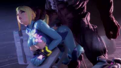 Trapped samus gets her ass brutalized by a released demon