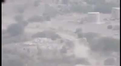 A houthi vehicle got targeted and turned to dust