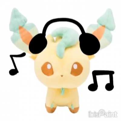 Leafeon listening to music (I made it) 