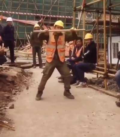 A construction worker gets his Michael Jackson on...