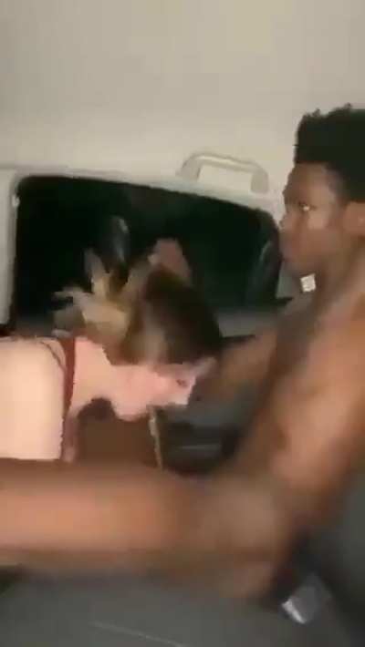 White Girl Throating BBC in the Car