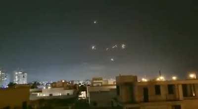 Israel's &quot;Iron Dome&quot; intercepting missiles/rockets over Asheklon.