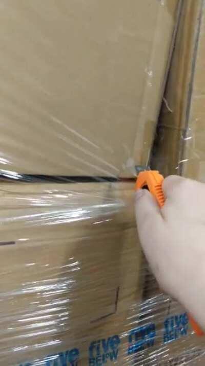 Tried to make a satisfying video at work. Turns out my box cutter wasn't sharp enough for the job.