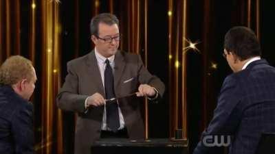 Eric Mead fooled the legendary magicians Penn & Teller with an epic coin & cylinder trick. He is one of a handful magicians to fool Penn & Teller with a coin based trick.