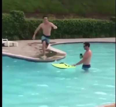 Pool surfing went wrong 