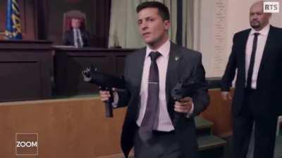 A clip from a movie of Volodymyr Zelenskyy while he was an actor.