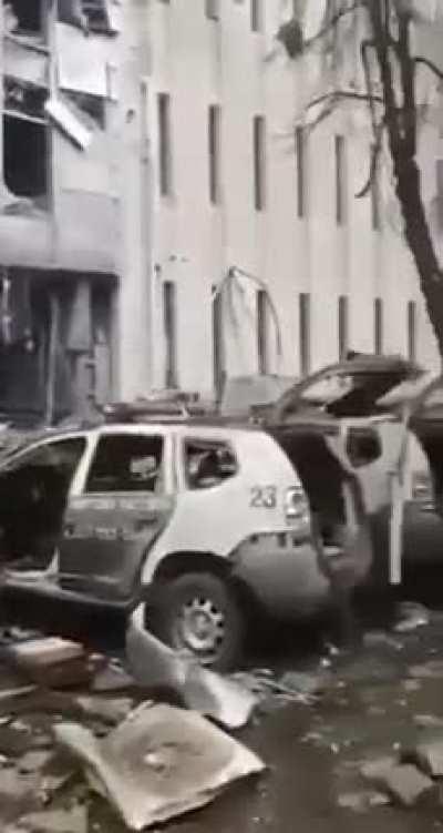 This is Kharkov. View of the street, which turned into ruins after the shelling.