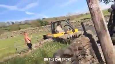 This Farmer flips car that was parked on his land.