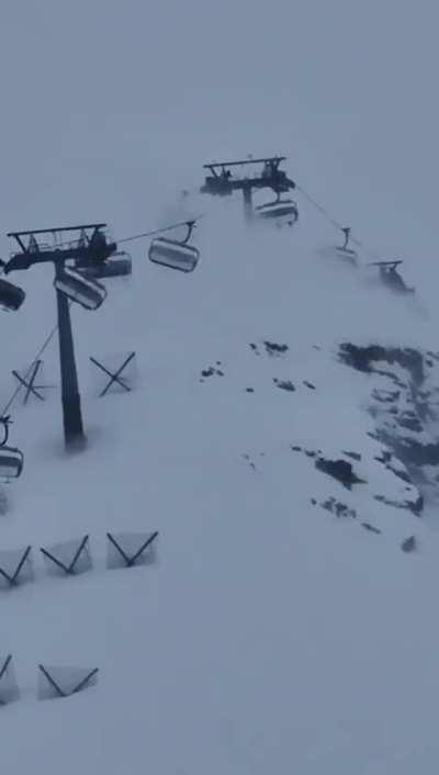 Crazy Wind caused some terrifying lift rides in Cervinia, Italy today