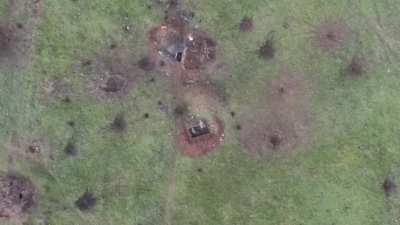 video of a Ukrainian drone dropping a 40mm grenade on a russian soldier exiting his foxhole