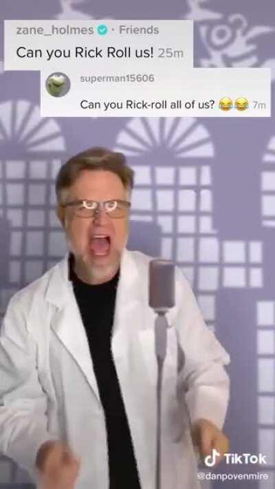 Voice actor of dr. Doofensmirtz from Phineas and Ferb Rick rolls his fans