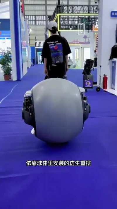 A robot wheel thing at a tech exhibition in China