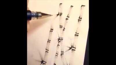 The 'smudging' technique when drawing bamboo