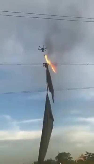 Drone Flamethrower Clears Debris From Powerline