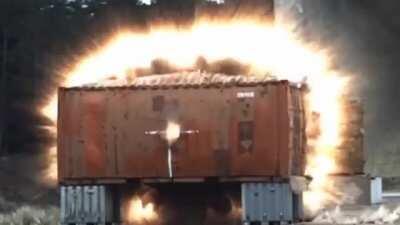 120 mm round taking out a shipping container