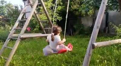 My kid just &quot;mastered&quot; the big girl swing 5 minutes ago