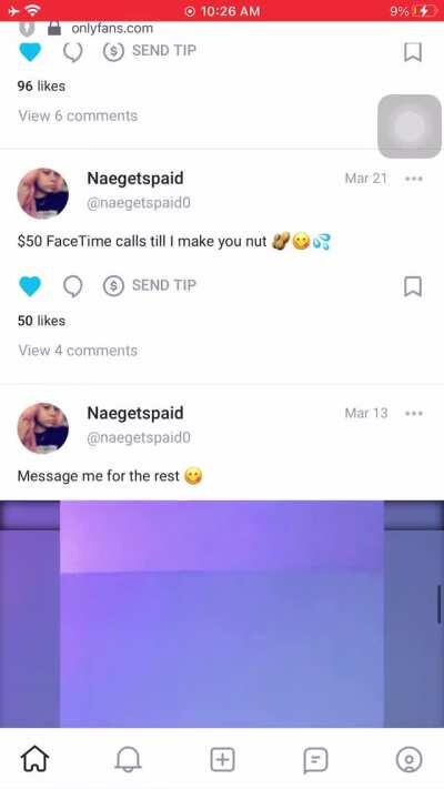 Naegetspaid onlyfans ⬇️⬇️⬇️⬇️ absolute trash post more post saying she gon post than post anything new is 3secs anything old might be the full clip 2 post a month shit trash “ItS oNlY 10 dOlLaRs” scamming hoe