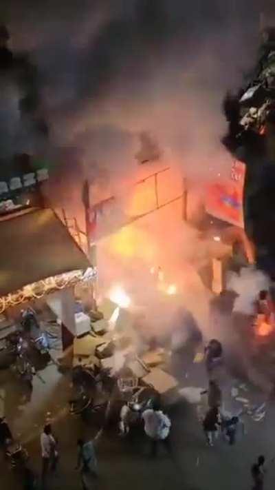 The moment crackers explode inside Hyderabad shop, panic erupts as shoppers flee in horror