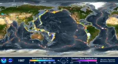 All major earthquakes and tsunamis recorded from 1901 to 2021