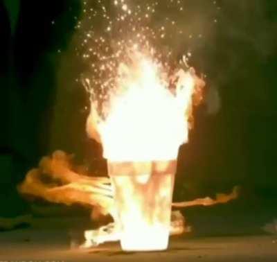 Burning steel wool in a styrofoam cup