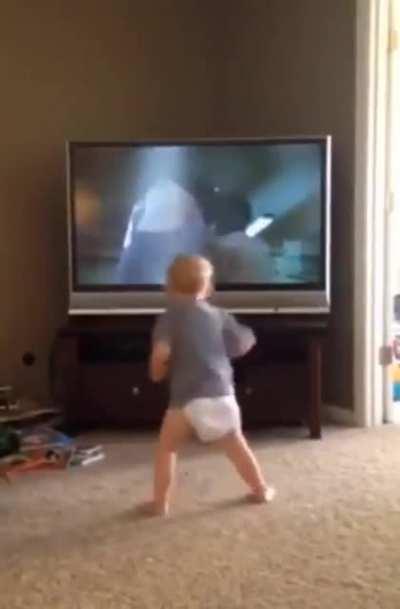 Toddler perfectly mimics Rocky Balboa's iconic training scene from Rocky II