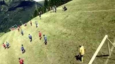 A new Austrian sport called “Alpine Soccer”