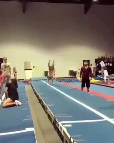 Gymnast turns into the human spring