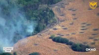 GUR fighters of the Ministry of Defense under the correction of the Shark UAV destroy Russian BM-21 Grad, T-90 Tank and a howitzer. Pokrovsky direction