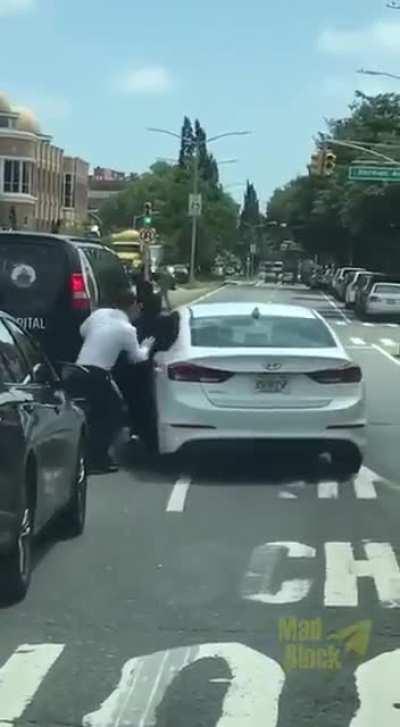 HMFT after Getting cut off, he punches the driver and then...loses both his shoes