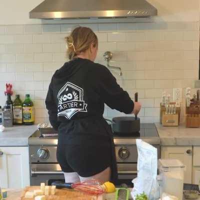 Black shorts, kitchen, booty