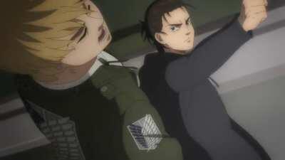 Eren falls off his chair