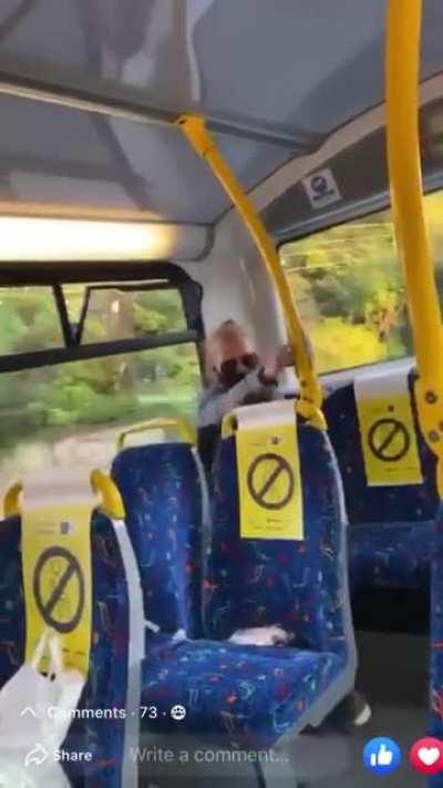 Irish woman drinking wine on the bus and being racist