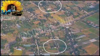 Ukrainian Su-27 fighter strikes the KSP (command and observation post) of the 24th MSP (motorized rifle regiment) and destroys the enemy's means of communication and EW that were on the tower. The village of Radensk, Kherson region.