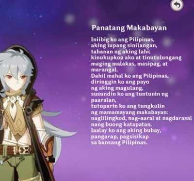 Razor's new voice line. Panatang Makabayan