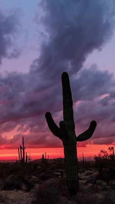 Short time lapse video of blazing sunset in Arizona desert near Phoenix.....