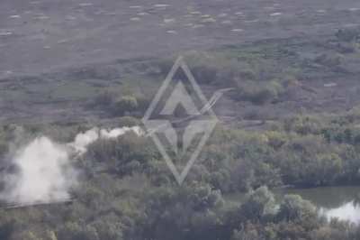 Agata mortar unit of the Freedom of Russia Legion fires against Russian army targets with the help of observation drones. Including a destroyed BM-21 Grad and a damaged tank. Kharkiv Oblast. Published on October 28