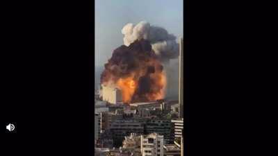 Slowmo view of the Port of Beirut explosion