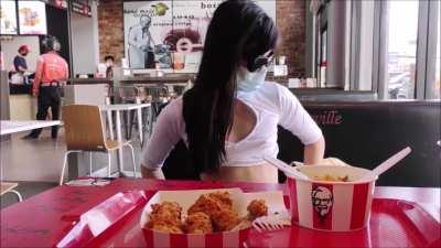 Flashing my body inside a busy KFC and got caught, full video on onlyfans