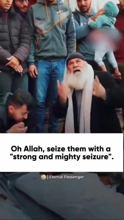 Moving video of a father praying over his dead child, begging Allah to make it end. Child covered with text throughout because we've all seen more than enough dead Palestinian children.