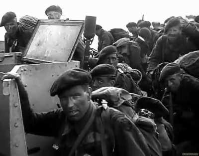 You can feel the tension in the faces of these Royal Marine Commandos as the approached the Normandy beaches on D-Day. June 6th, 1944.