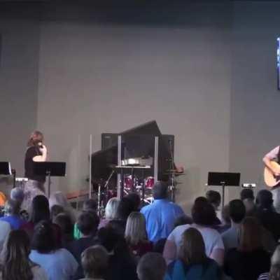 WCGW if the cross in our church is not properly supported.