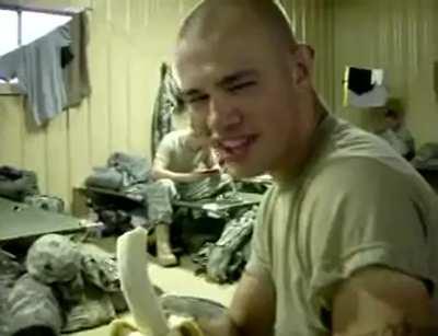 Military bro likes big bananas