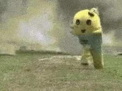 Fluffy thing running away from explosions