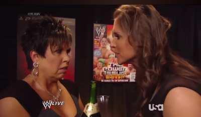 Stephanie McMahon hot slap on Vicky Guerrero drink.