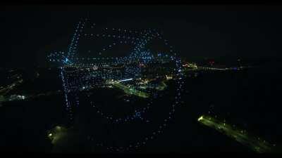 Using 2,000 drones as giant billboard