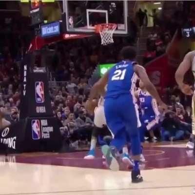 Lebron James gives a behind the back pass to himself, through his teammate’s legs.